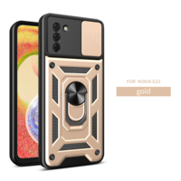 Étui pour téléphone Nokia C110/NOKIA G22/G400/G21/G11/G10/G20 Armure antichoc Anneau métallique Béquille Fenêtre coulissante Objectif