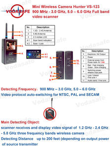 Detector de Cámaras Ocultas Vodasafe Mini VS-123, Buscador de Señales de Video Inalámbrico, Distancia de Detección de 200 Pies - Product Image 2