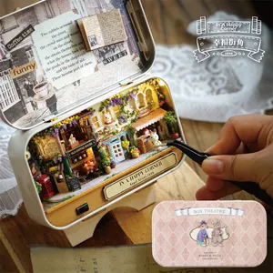 Q005 Iron Box Doll House DIY Miniature 3D Wooden Puzzle Dollhouse Miniaturas Furniture House Doll Happy Corner Boys Girls Gifts