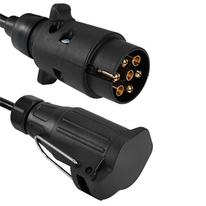 7 Pin Spiral Trailer <b>Plug</b> Connector Black Coiled Cable For RV <b>Adapter</b> EA1734 - Product Image 2