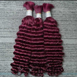 DX332 <span class=keywords><strong>capelli</strong></span> umani 100% alla rinfusa Afro crespo <span class=keywords><strong>capelli</strong></span> ricci Viatnamese per intrecciare il colore 99J bordeaux trecce all'uncinetto senza trama da 10 a 30 pollici - Product Image 4