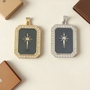 European Style Men's Pendant Necklace Copper Alloy Zircon Inlay <b>Star</b> <b>Design</b> Pave Setting Gift Jewelry Accessory - Product Image 3