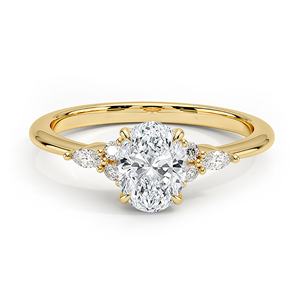 แหวนมอสซาไนต์ทรงรี VVS ทองคำขาว 10K สำหรับผู้หญิง แหวนเพชรเม็ดเดี่ยวสำหรับสัญญา งานแต่งงาน ครบรอบวันแต่งงาน - Product Image 1