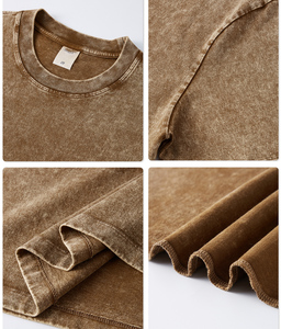 T-shirt Hip Hop Unisexe de Haute Qualité, Vente en Gros, Fabrication sur Mesure, 100% Coton, Lavage à l'Acide, T-shirt Vintage Personnalisé - Product Image 3