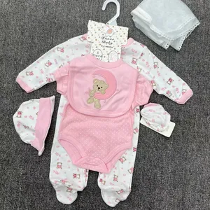 Bebek giysileri uzun kollu bebek pamuk Romper Set küçük hazine toptan yenidoğan Guangdong Unisex katı kazak giyim setleri