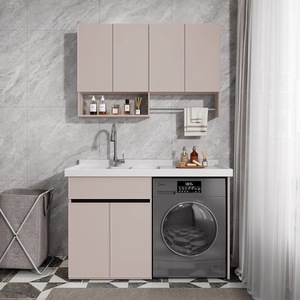 Ensemble de meubles de buanderie en aluminium personnalisable avec lavabo - Meuble utilitaire de balcon 120*63 en aluminium écologique et robuste - Product Image 5