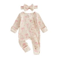 Nouvelle conception, barboteuse bébé 100 % coton à manches longues avec pieds intégrés, imprimé papillon, fermeture éclair, ensemble grenouillère pour bébés filles printemps-automne