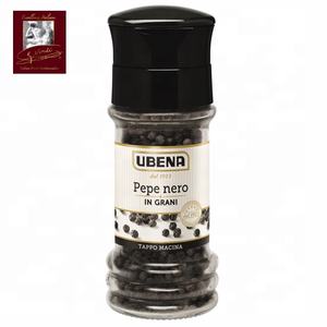 40g de poivre noir en grains, épices en granulés, pot rond avec moulin GV GVERDI, sélection italienne, produit en Italie - Product Image 1