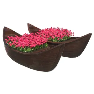 Op Maat Gemaakte Glasvezel Boot Sculptuur Met Bloem Display Decoratie Voor Buiten Of Binnen