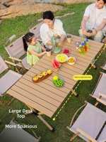Table rectangulaire pliante moderne en métal, mobilier d'extérieur portable, imperméable, facile à assembler, pour pique-nique, camping, jardin