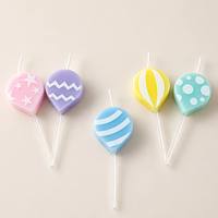 Bougies d'Anniversaire en Forme de Ballon Arc-en-ciel pour le Nouvel An et les Mariages, en Cire de Paraffine, 5 Pièces, Mignonnes, Colorées et Rayées, pour Gâteaux de Fête - Vente en Gros