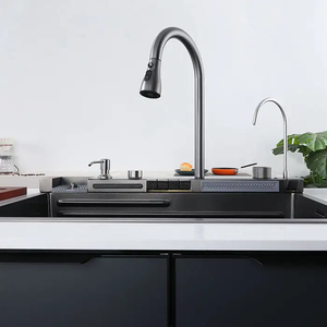 Évier de cuisine en acier inoxydable à cascade d'usine, évier de cuisine à cuve unique avec lave-gobelet - Product Image 3