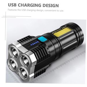 Strong <b>Light</b> Flashlight Super Bright 4led Rechargeable Torch Cob Side <b>Light</b> Multifunctional Outdoor LED Portable Flashlight - Product Image 5