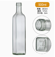 Bouteille vide en verre de 500 ml, pot à huile, séparateur d'huile pour la cuisine, pour le vin, la sauce soja, le vinaigre