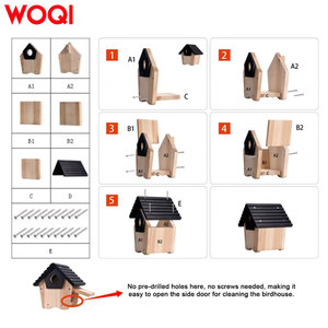 Comedero para Pájaros de Madera Hecho a Mano WOQI, Tradicional, para Montar en la Pared, Casa de Descanso, Decoración Popular para Jardín y Hogar, Comedero para Pájaros Colgante - Product Image 4