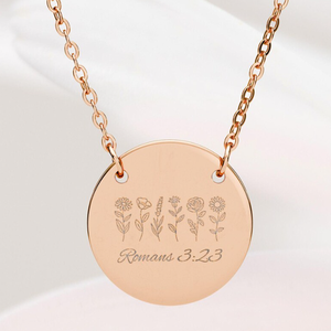 Collar de Mujer con Cruz Bíblica Grabada en Acero Inoxidable con Baño PVD, Joyería Personalizada con Mensaje Religioso, Joyería Motivacional - Product Image 4