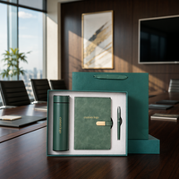 Ensemble de carnet en cuir/PU A5 avec logo personnalisé, gourde isotherme, batterie externe 10000 mAh, cadeau marketing professionnel