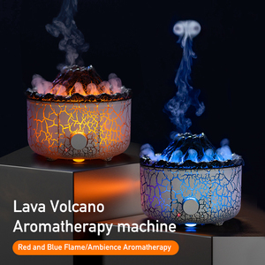Rachado Lava Vulcão Chama Umidificadores Aroma Difusor 560ml Azul Vermelho Chama Névoa e Jellyfish Máquina Aromaterapia Névoa - Product Image 2