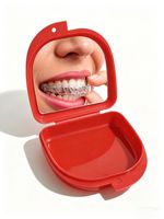 Boîte de rangement orthodontique en gros avec miroir et trous d'aération, étui mince pour aligneurs, protège-dents et gouttières, idéal pour les voyages