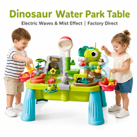 Mesa de Agua con Dinosaurios para Niños Pequeños, 45 Piezas, Mesa de Actividades al Aire Libre con Rociador de Agua Eléctrico, Juego de Pesca, Juguetes STEM