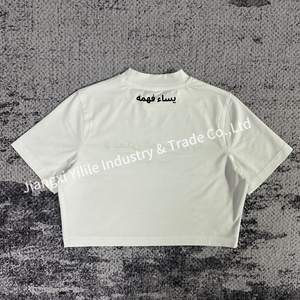 TS2253Women's Casual Slim Fit <strong>Crop</strong> <strong>Top</strong> Comfortable Short T Shirt Sexy Short Sleeves Breathable Soft O Neck Screen Print Logo - Product Image 4