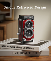 CHUZHAO Cámara Digital Mini de 12MP 1080P, Diseño Compacto Retro Vintage, Tarjeta de 16GB, Rojo y Negro, Regalo de Cumpleaños para Niños y Niñas, Plástico