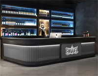 Comptoir de bar commercial moderne durable personnalisable en pierre et plastique avec éclairage LED pour restaurants et hôtels