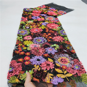 Đầy Màu Sắc <span class=keywords><strong>Sequin</strong></span> Pháp Ren Vải Hoa Thân Thiện Với Môi <span class=keywords><strong>100</strong></span>% <span class=keywords><strong>Polyester</strong></span> Thời Trang Của Phụ Nữ Wedding Dresses Evening Gowns Bead - Product Image 2