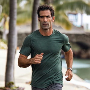 MereSports Premium t-shirt da <span class=keywords><strong>uomo</strong></span> in <span class=keywords><strong>lana</strong></span> Merino da corsa da esterno Casual in tinta unita tessuto a <span class=keywords><strong>maglia</strong></span> tinto in Jersey sciolto - Product Image 4