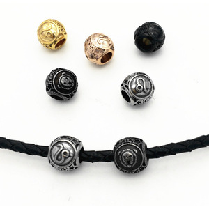 Cuentas espaciadoras redondas de acero de titanio yunique, chapadas, para hacer pulseras, 8mm, constelación de Leo, componentes para joyería - Product Image 1