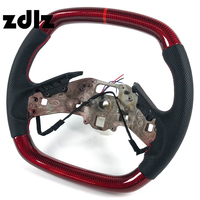 Volant personnalisé en cuir perforé rouge en fibre de carbone pour Chevrolet Corvette C8 2020 2021 2022 2023 2024