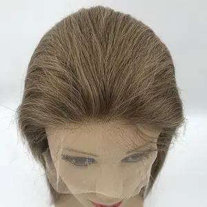 natural hairline light brown silky straight chinese virgin human hair transparent full lace medical wigs with baby hair around