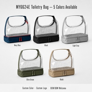 <b>Large</b> Mesh Toiletry <b>Bag</b> Wet Dry Separation Dual Layer Travel <b>Wash</b> <b>Bag</b> Zippered Cosmetic Case Carry Handle Organizer Wholesale - Product Image 3
