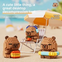 Jouet éducatif en plastique ABS sur le thème de la capybara, blocs de construction, ornement, 40 pièces, cadeau pour garçons de 5 à 7 ans, vente en gros