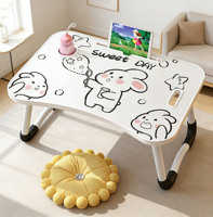 Bureau d'ordinateur pliable en aluminium avec fente pour cartes et porte-gobelet - Idéal pour dortoir étudiant, maison, bureau, bureau paresseux, bureau de chevet