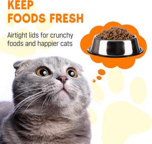 Contenitore per alimenti per gatti ecologico bianco crema ermetico con coperchio in bambù solido palop organizzatore per gli amanti dei cani da gatto - Product Image 6