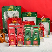 Neue Weihnachtsgeschenkverpackungstasche mit Fenster, goldene Schrift, bedruckt mit 'Merry Christmas', grüne und rote Papiertüte für Weihnachtsveranstaltungen