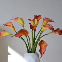Lys Calla artificiels en PU faits à la main de haute qualité, grand format, toucher réel, fleurs blanches et violettes pour la décoration de mariage, de maison et de fête