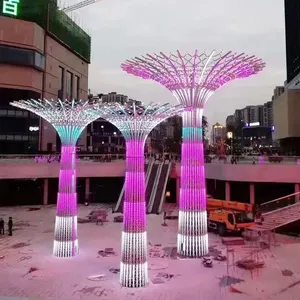Custom Giant Outdoor Festival LED Decoration Metal Frame 3D Light Motif Light Tower Tree
