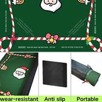 Tapis de Mahjong Classique Américain Imperméable avec Bord Verrouillable et Silencieux, Motif Père Noël de Noël Adorable, Entièrement en Anglais