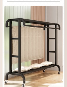 <span class=keywords><strong>Porte</strong></span>-vêtements en acier avec roues roulantes et organisateur de cadre de séchage de couette - Product Image 6