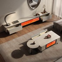 Meuble TV et Table Basse Movvon TSF981 en Pierre, Style Luxe Moderne, avec Effet Flamme 3D, pour Salon, Petit Meuble Décoratif pour la Maison