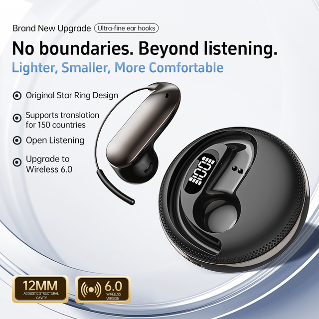 Ai Translator Ear Hook Earbuds Translating Headphones Smart Assistant 144s Language Smart Translation Wireless Earphones Headset
