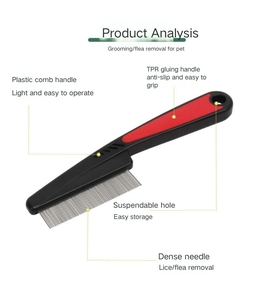 Peigne de toilettage professionnel pour animaux de compagnie, pour chats, chiens, reptiles, élimine les puces et les lentes - Product Image 2
