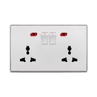 Prise murale ultra-fine à écran tactile, double trou 2 pôles, norme britannique, USB Type-C, 3 broches universelles, avec voyant lumineux, design moderne