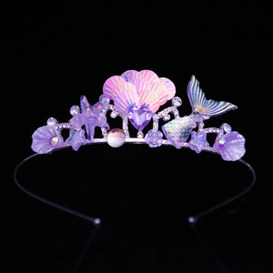Serre-tête Couronne Sirène Dégradé Scintillant pour Anniversaire, Princesse, Bébé, Spectacle, Robe, Emballage Individuel - Product Image 4