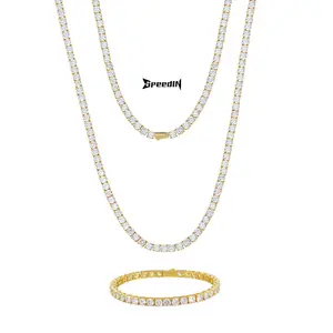Luxury 18k gold plated austrian Zircon Crystals paved tennis necklace fancy iced out bling bling alloy tennis body chain