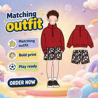 Ensemble d'été pour garçons, personnalisable en usine BC2-2, avec col montant demi-zip et short à taille élastique, vente en gros