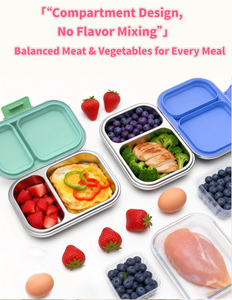 Boîte à bento portable en acier inoxydable SS304 à 2 compartiments, petit récipient de stockage alimentaire en métal pour enfants, boîte à <span class=keywords><strong>lunch</strong></span> - Product Image 2