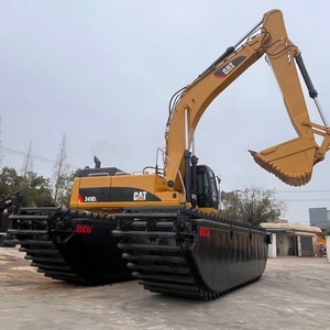 Excavatrice de dragage CAT 349DL d'origine avec châssis ponton renforcé de 12 m, poids opérationnel de 50 tonnes pour les projets en zone humide - Product Image 2